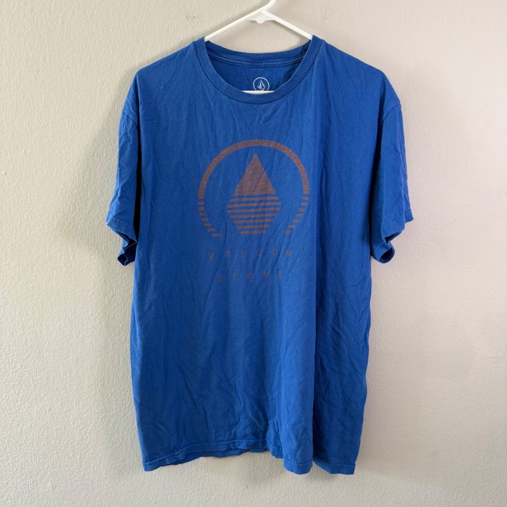 Volcom Stone Mens Blue Short Sleeve Graphic Logo T-Shirt Size Large